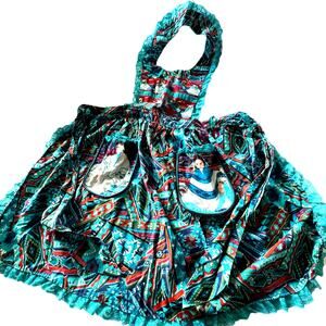 Southwestern Handmade Apron Ganado Print and Navajo Pictoral Images Arizona 90s